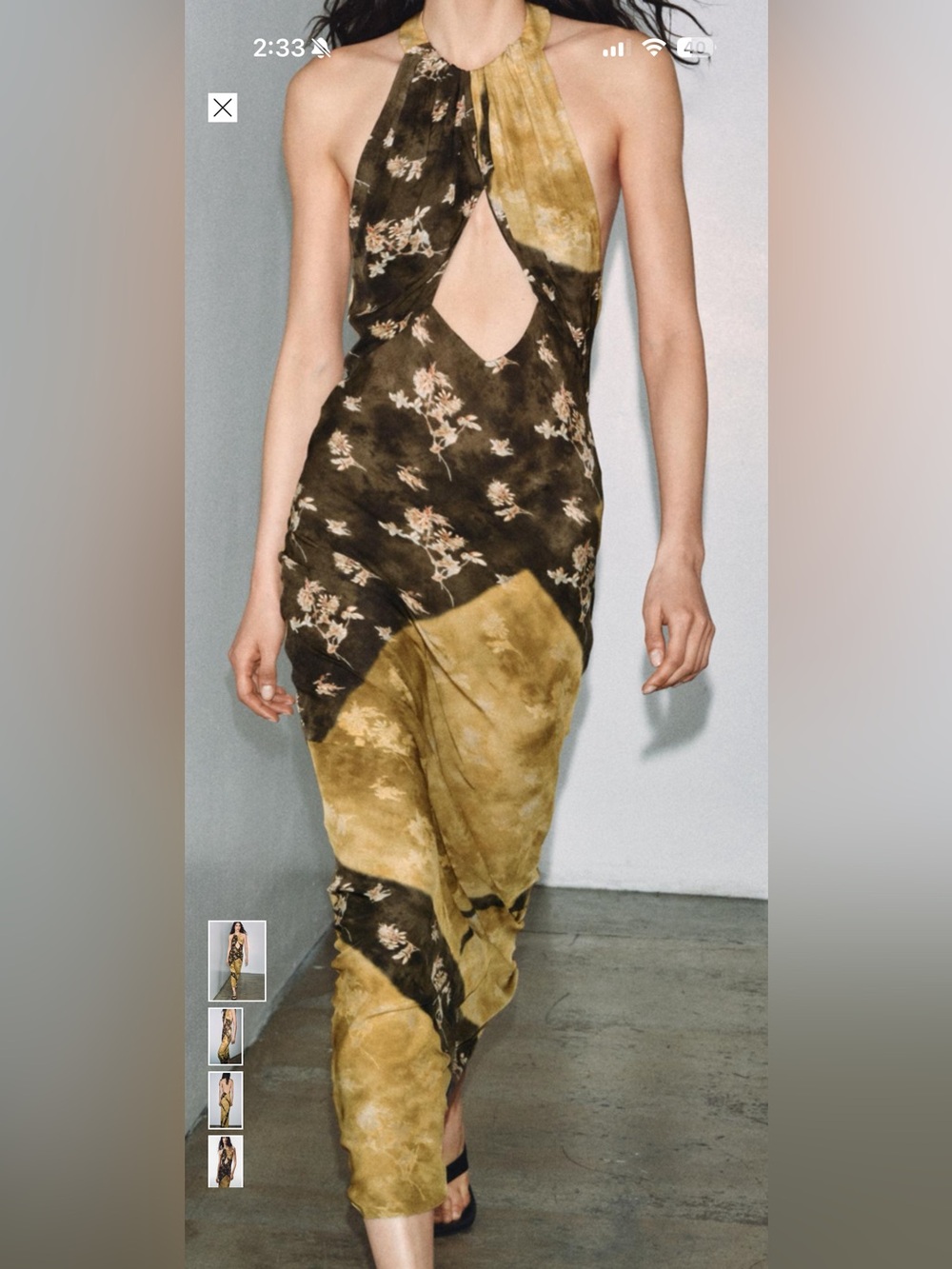 NWT Zara Slip Dress - Brown and Mustard